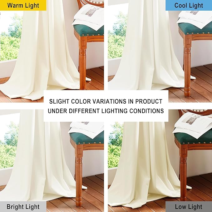 NICETOWN Ivory White Velvet Curtains 84 inches, Luxury Sound Reducing Heavy