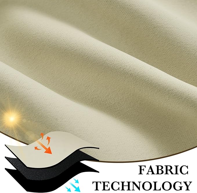 RYB HOME Bedroom Blackout Curtains 63 inches Long, 100% Blackout Thermal