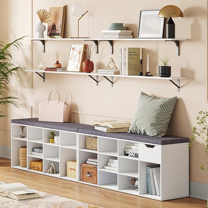 DINZI LVJ Long Wall Shelves, 47.3Inch Wall Mounted Shelves Set of 2, Extra