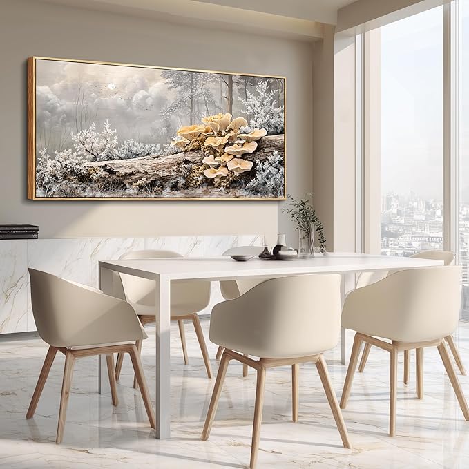 QIYILEXWART Large Wall Decor For Living Room Canvas Wall Art For Office Modern Wall Decorations For Bedroom Moonlit Forest Mushroom Landscape Painting Farmhouse Pictures Artwork Home Decor 24x48