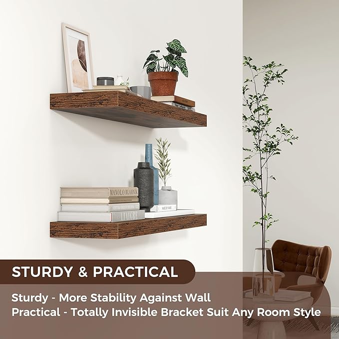 Floating Shelves for Wall 24 inch Long, Engineered Wood Wall Shelves