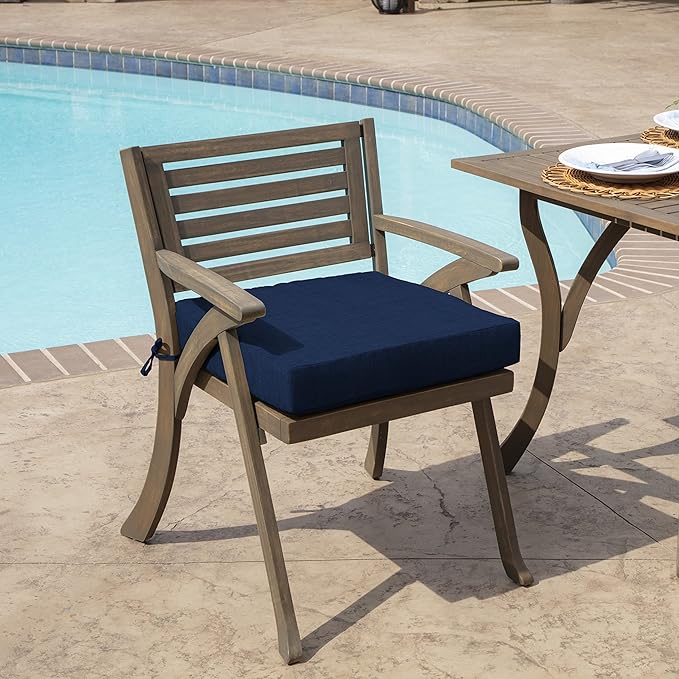 Arden Foam Outdoor Seat Cushions (2-Pack), 19 x 19, Premium High-Density Foam, Never Flattens, Weather-Proof for Outdoor Chairs Sapphire Blue Leala