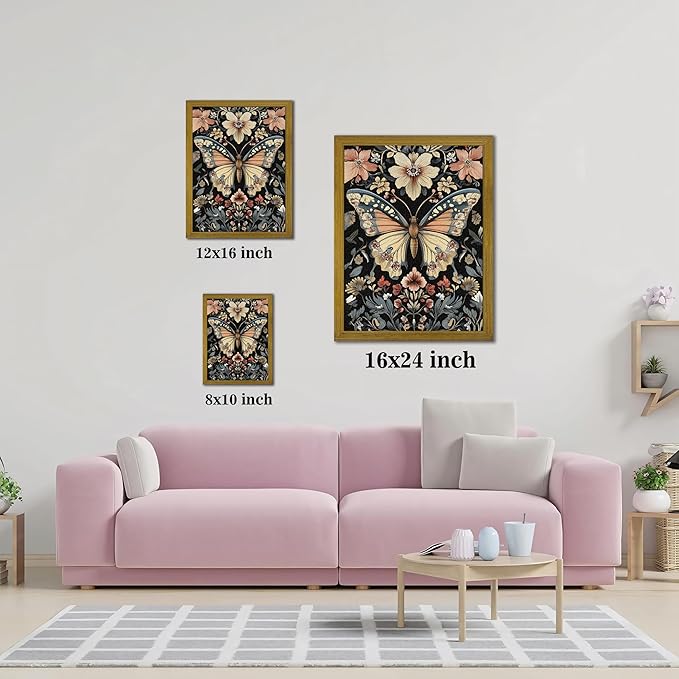 Hand Drawn Sandstone Nature Floral Wall Art, Framed Vintage 3D Textured