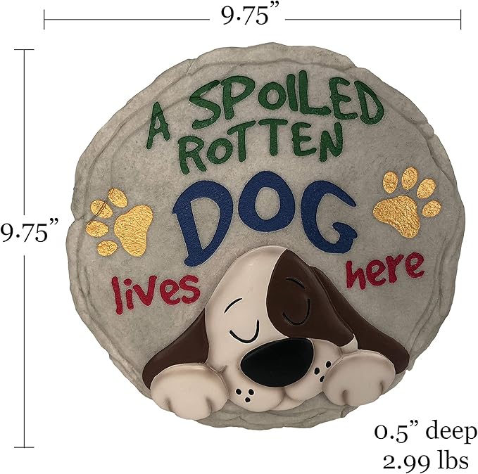 Spoontiques - Garden Décor - Spoiled Rotten Dog Stepping Stone - Decorative Stone for Garden (Pack of 10)