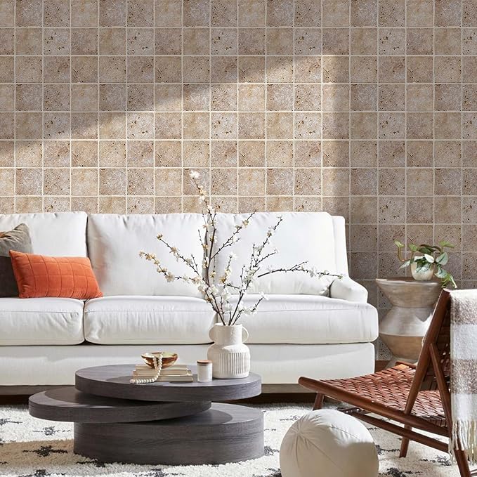 COMSTICKC Peel and Stick Faux Stone Wall Sticker Wall Panels, Not Real Stone