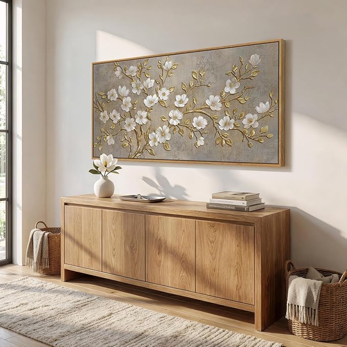Large Framed Neutral Botanical Wall Art