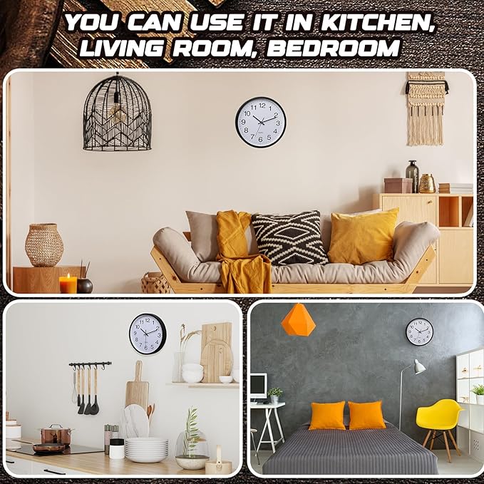 Inbagi 12 Pieces Silent Wall Clock Large 12 Inches Quartz Analog Clock Non