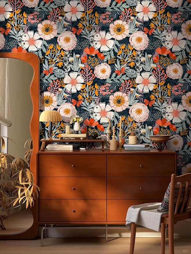 HAOKHOME Boho Peel and Stick Wallpaper Floral Wall Paper Removable