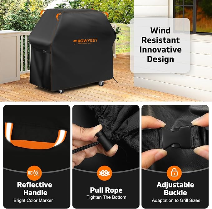 Grill Cover for Outdoor Grill, Universal Fit Oxford Waterproof BBQ Cover for Outside, Anti-UV Barbecue Gas Cover with Adjustable Hem for Weber, Nexgrill, Expert Grill and More (68" - 75")