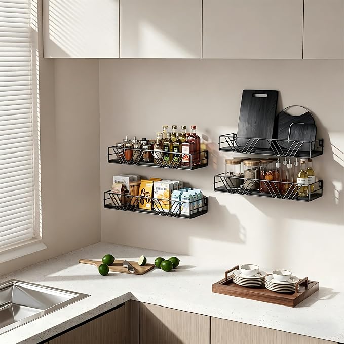 Floating Shelves for Wall, 4 Sets Rustic Wall Mounted Shelves