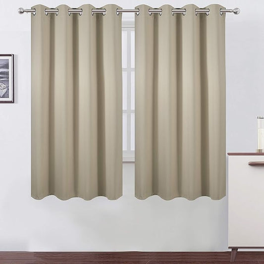 LEMOMO Beige Thermal Blackout Curtains/52 x 63 Inch/Set of 2 Panels Room