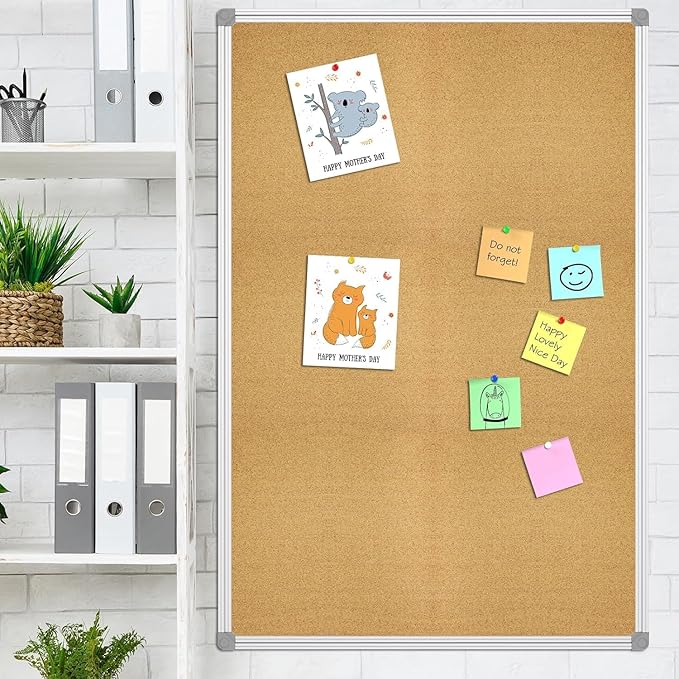 Lockways Large 60" x 36" Large Cork Board Bulletin Board, Framed CorkBoard