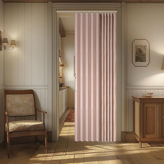 AJAZZ 100% Blackout Magnetic Door Curtain Accordion Doors Interior Closet Door