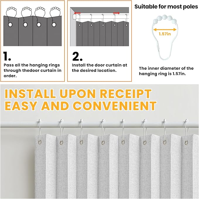 AJAZZ 100% Blackout Accordion Doors Interior Closet Curtain Magnetic Door