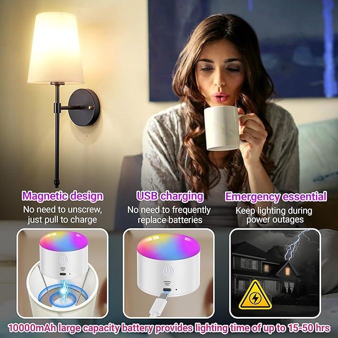 YHCDLAMP Battery Operated Wall Sconce Light