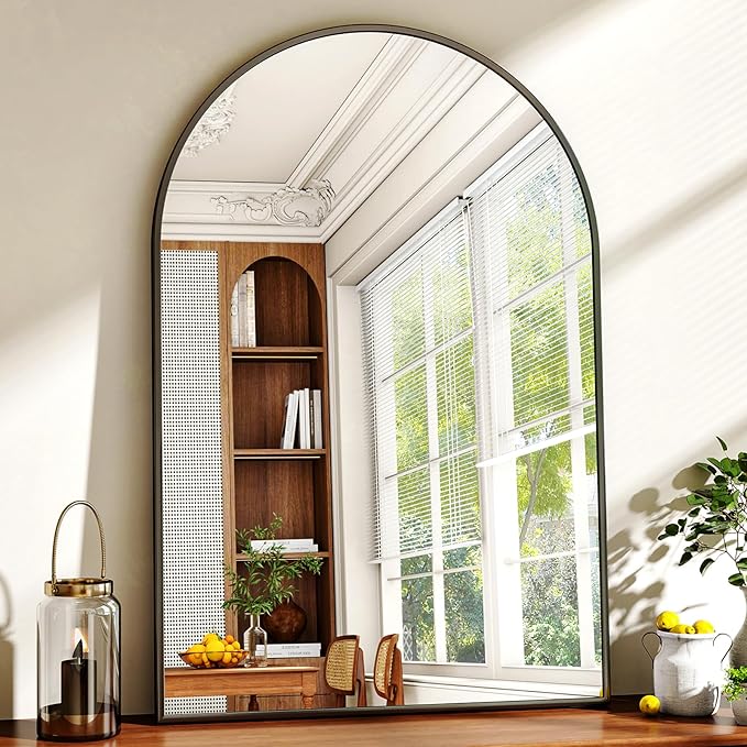 XRAMFY 20"x30" Black Arched Bathroom Mirror