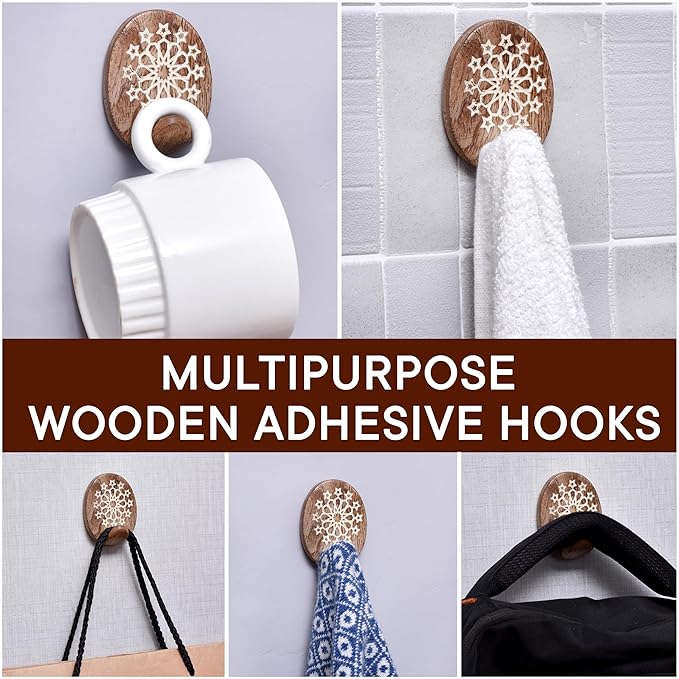Indian Shelf Brown Style 6 Wood Wall Hooks