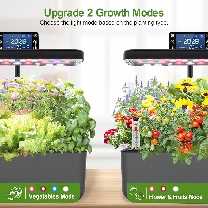Hydroponics Growing System Kit with Seeds: 12 Pods Indoor Herb Garden Kit with LED Grow Light Plant Germination Kit Aeroponic Healthy Fresh Herbs Vegetables Hydroponic Planter for Home Kitchen Office
