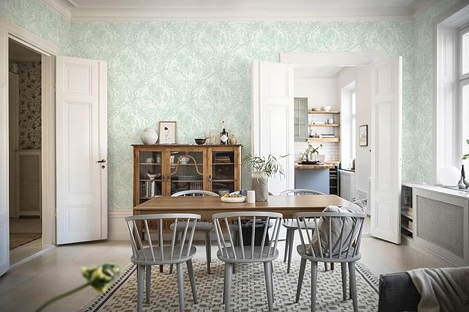 Ismoon Floral Wallpaper Peel and Stick Sage Green Contact Paper Boho Vintage