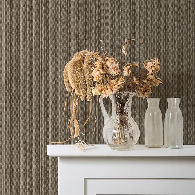 Tempaper Metallic Bronze Faux Grasscloth Removable Peel and Stick Wallpaper