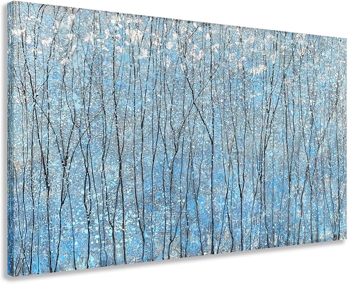 Yihui Arts Blue Tree Canvas Wall Art