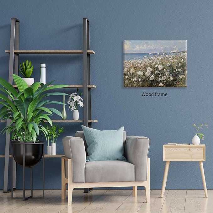 Nature Landscape Wall Art Coastal Wildflower Poster 16X24 inch Framed French