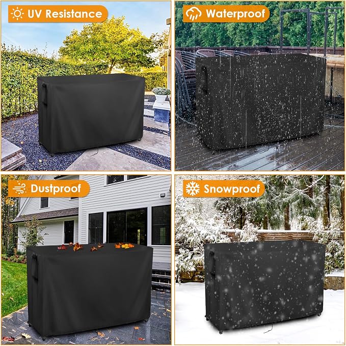 Kingling Outdoor Prep Table Covers, Waterproof Stainless Steel Table Cover Metal Table Cover Protection for Patio Kitchen Prep/Work Table - 72''L x 24''W x 55''H