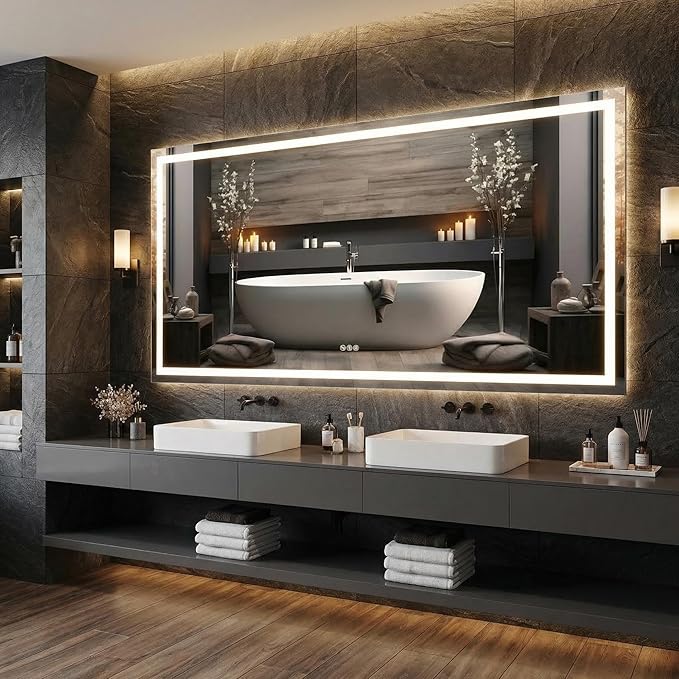 LED Bathroom Mirror 60 x 30 inch, Lighted Bathroom Vanity Mirror