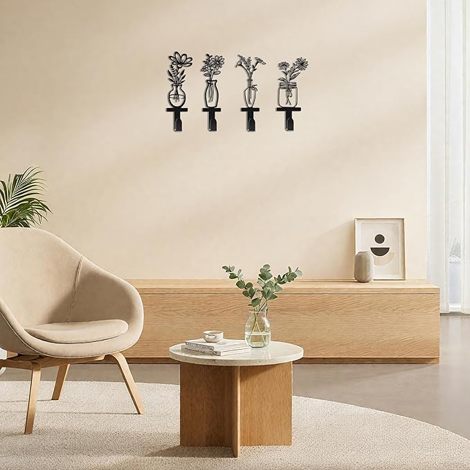 Decorative Wall Hooks, Metal Flowers Wall Decor