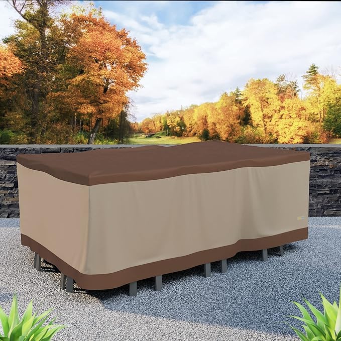 DUCKCOVERS Ultimate Water-Resistant 92 Inch Square Patio Table & Chair Set Cover, Outdoor Table Cover
