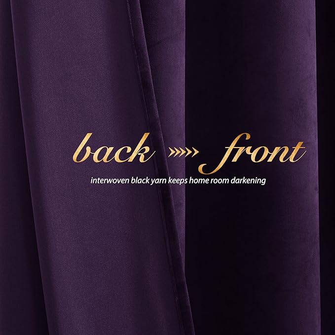 NICETOWN Purple Velvet Curtains 63 inches
