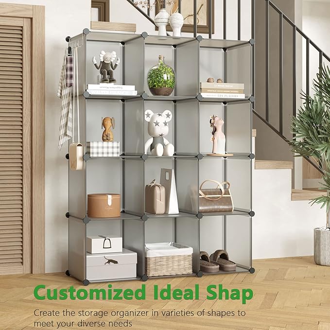 C&AHOME Cube Storage Organizer, 12-Cube Shelves Units, Closet Cabinet, DIY