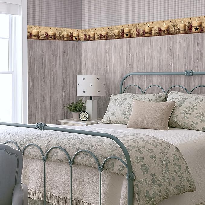 Rustic Farmhouse Wallpaper Border Peel and Stick 196x4 Inch Removable Wall