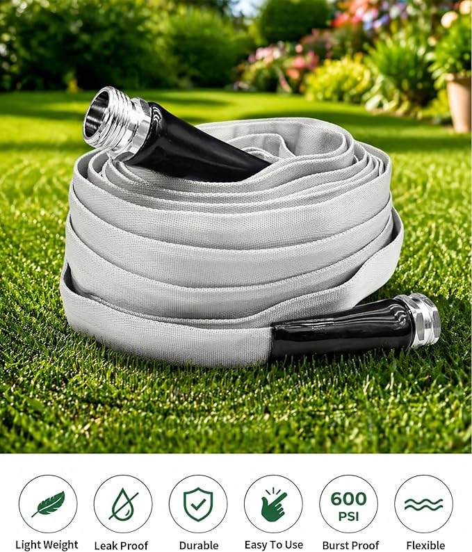 Garden Hose 25ft, Ultra-Light & Flexible Water Hose, Durable, All-Weather, Made of TPU-Drinking Water Safe, Easy to Store & Coil, Kink-Free, Camping, Car Wash, Yard, Garden and Home, Gray
