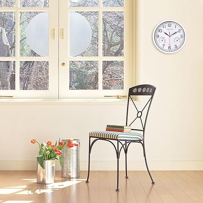 8 Inch White Wall Clock, Sweep Silent Movement Accurate Clocks