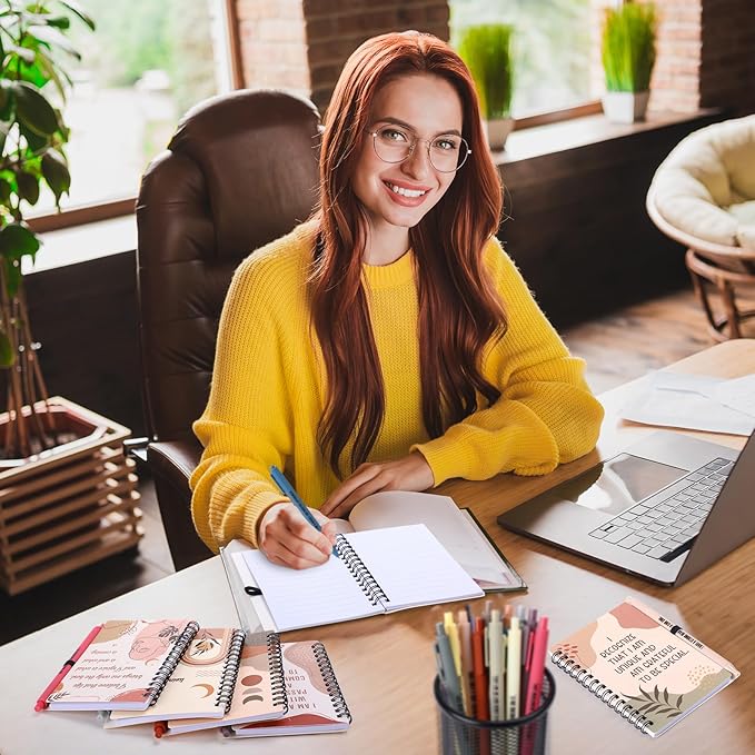 Kosiz 96 Pcs/48 Set Positive Affirmation Gifts Gratitude Spiral Notebooks with Pens Motivational Encouragement Notepads Daily Affirmations Journal for Women Valentine Galentine Gifts (Rainbow)