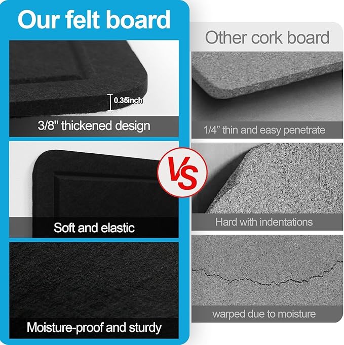 Large Felt Bulletin Board for Wall, Soft Felt Cork Board for Office, Home