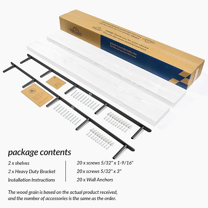 Floating Shelves 72 Inch Long 8" Deep Set of 2, Heavy Duty Wood Wall Mounted