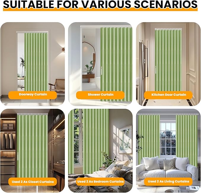 AJAZZ 100% Blackout Magnetic Door Curtain Accordion Door Accordion Doors