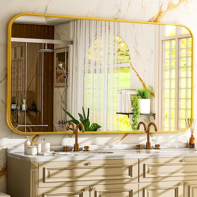Easly 26 x 38 Inch Bathroom Mirror, Rounded Rectangular Vanity Mirror