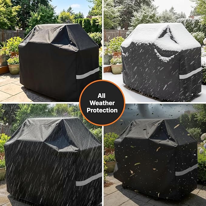 Grill Cover - 52 Inch Heavy Duty BBQ Grill Cover for Outdoor Grill, Waterproof, UV, Fade & Tear Resistant, Gas Grill Cover for Weber Charbroil Genesis Nexgrill and More