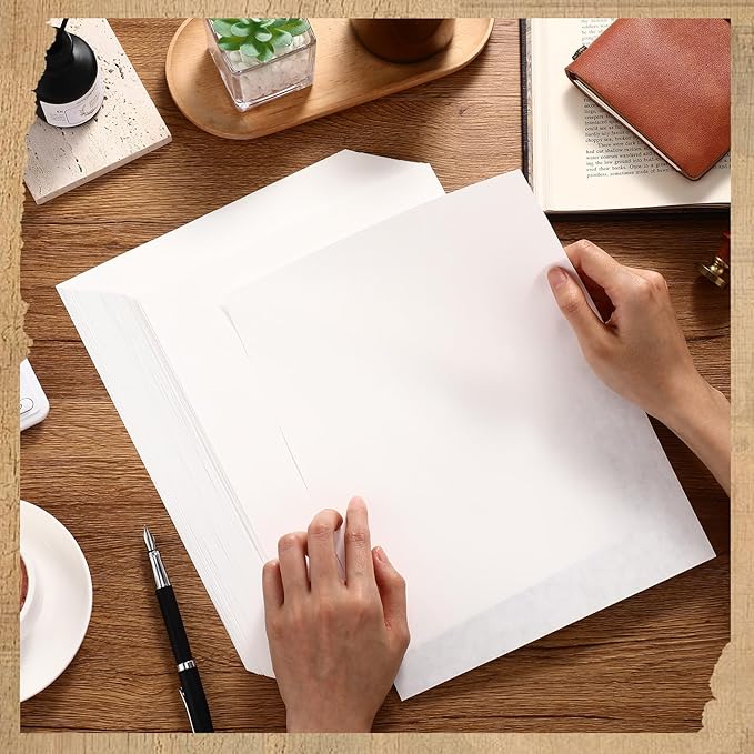 Epakh 300 Pcs Old Age Parchment Paper 8.5 x 11 Inch Standard Letter Vintage Colored Old Parchment Double Side Printing Paper (White)