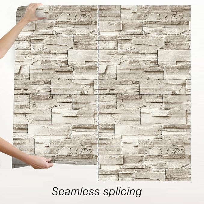 Jeweluck Stone Wallpaper Peel and Stick Brick Wallpaper 17.7”×393.7” Brick