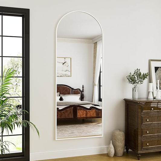 Rowjut Floor Mirror Arched Full Length Mirrors, Living Room, Aluminum Frame