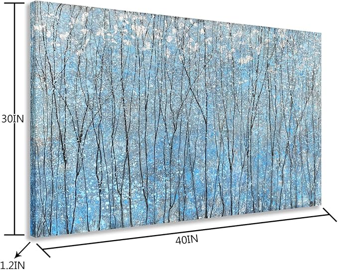 Yihui Arts Blue Tree Canvas Wall Art