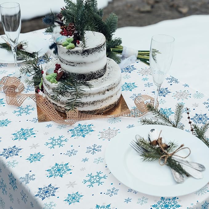 Kochorie 100 Ft x 54 Inch Christmas Snowflake Printed Tablecloth Roll
