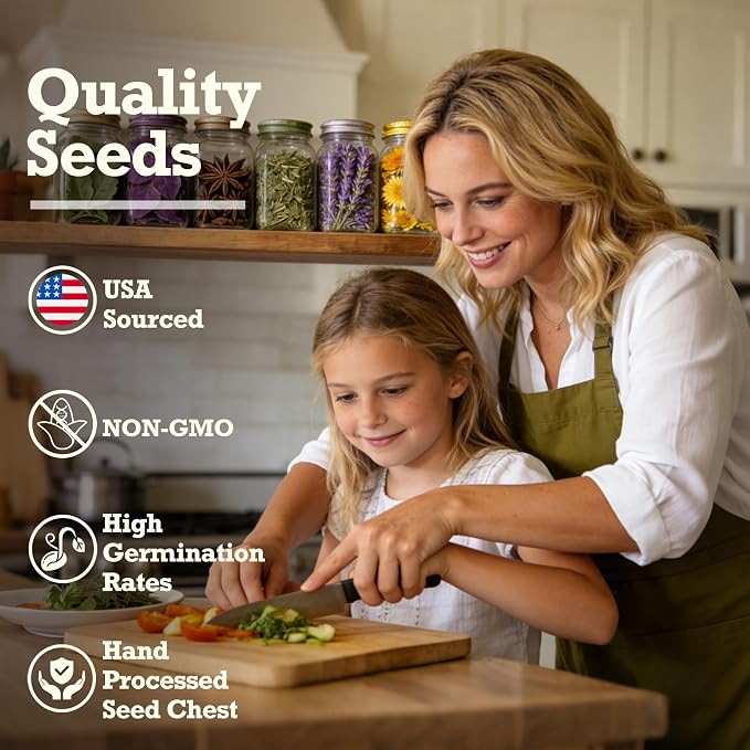 Lush&Dew Holistic Family Apothecary Seed Chest, 30,000+ Medicinal Herb Survival Seed Kit, Gardening Gifts for Women Men, 32 Varieties Heirloom Non-GMO Culinary Herb Seeds for Raised Bed Windowsill