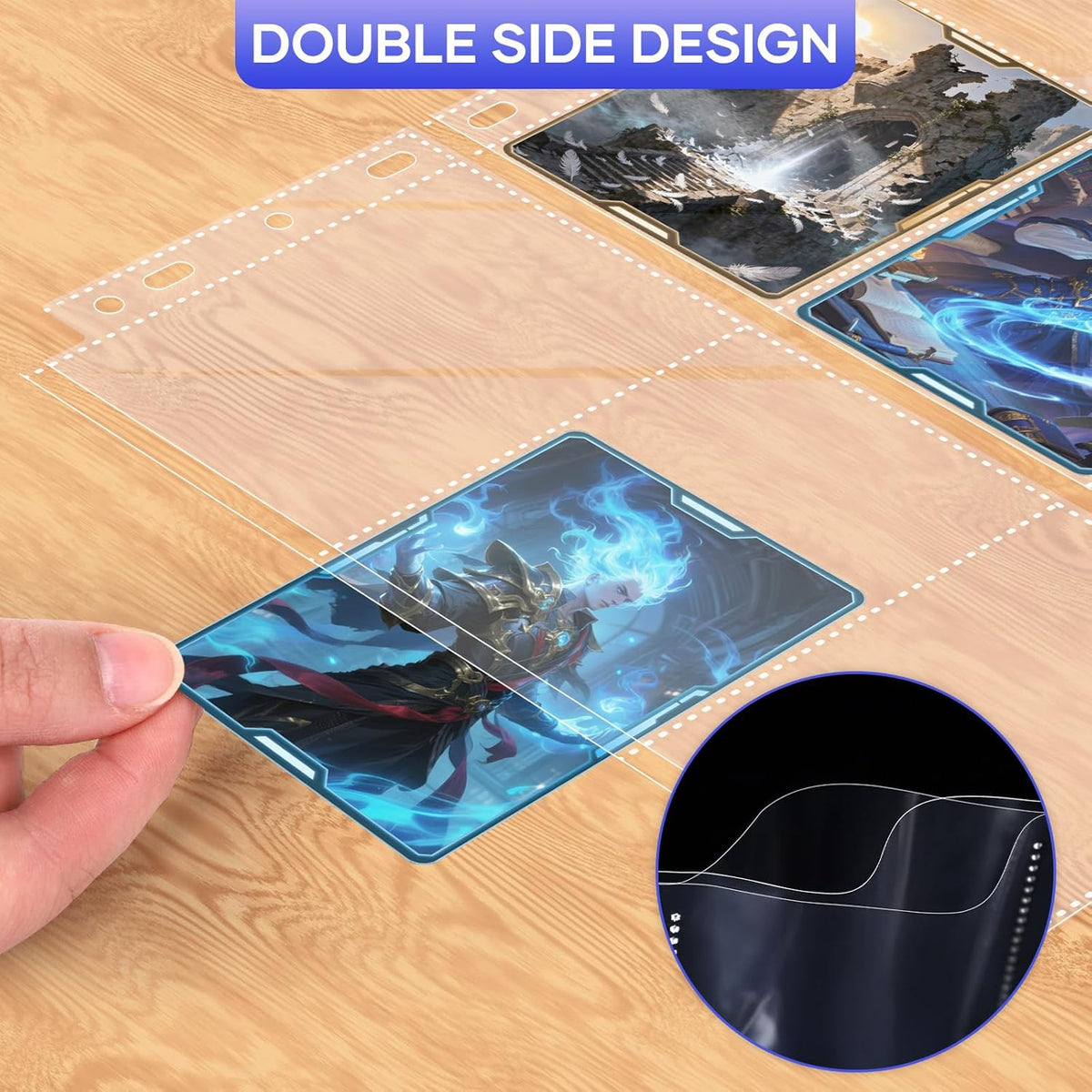 TiopLior 60 Pack Sheet Protectors - Double-Sided 9 Pocket Card Sleeves for 3 Ring Binders | Perfect for MTG, TCG, Baseball Cards