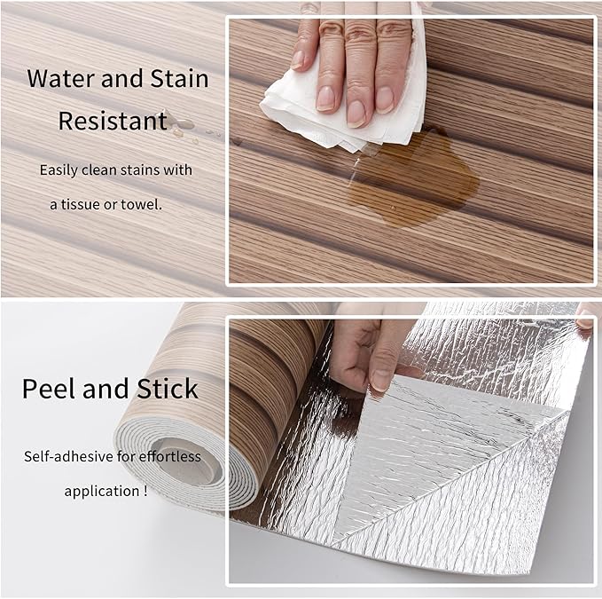 Haimin Wood Grain Slat Wall Panels Peel and Stick Faux Wood Thick Wallpaper