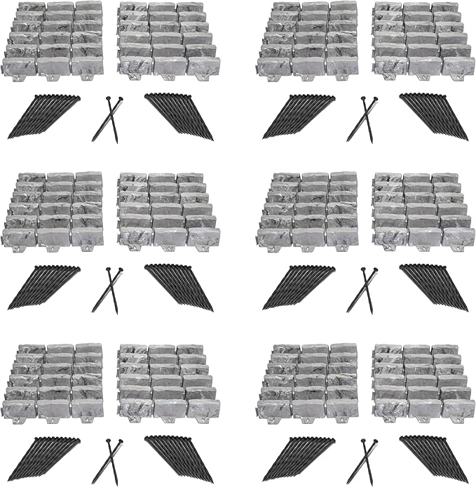 EasyFlex No-Dig Landscape Edging with Anchoring Spikes, 2.7 in. Tall Decorative Stone-Look Garden Border, 90 Foot Kit, Slate Gray (3602S-90C)